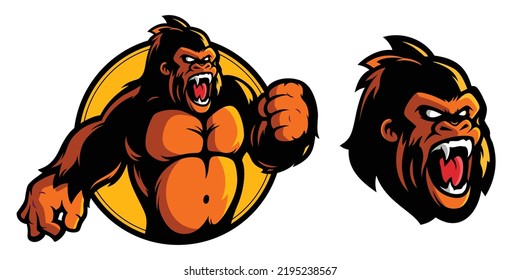 Angry Gorilla Mascot Vector Illustration