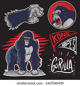 angry gorilla mascot ,vector set