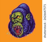 Angry Gorilla Portrait With Open Mouth Water Splash vector illustrations for your work logo, merchandise t-shirt, stickers and label designs, poster, greeting cards advertising business company brand