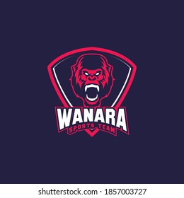 angry gorilla sports mascot shield with aggressive expression vector icon