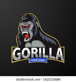 Angry gorilla, Sports mascot. Vector illustration