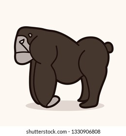 Angry Gorilla standing side view graphic vector