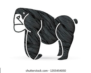Angry Gorilla standing side view graphic vector