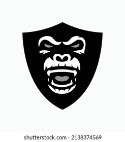 Angry gorilla symbol shield vector illustrations 