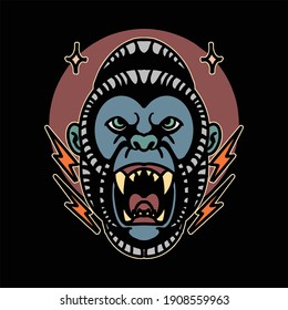 angry gorilla tattoo illustration vector design