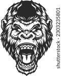 ANGRY GORILLA VECTOR IMAGE DESIGN ILLUSTRATION