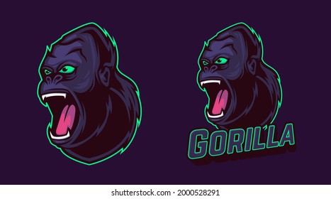 Angry Gorilla Vector Mascot Illustration. Perfect for Sticker, Logo, and Badge.