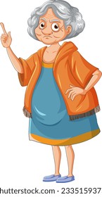 Angry grandmother cartoon character illustration