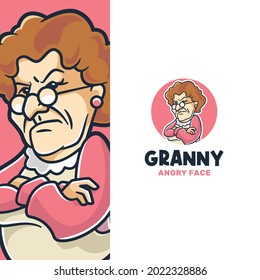 Angry Grandmother Cooking Baking Logo Template