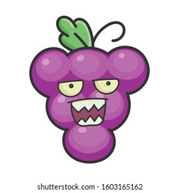 Angry grape cartoon character icon isolated on white