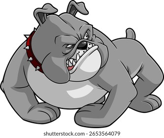 Cinza irritado Bulldog Cartoon Personagem Pronto Para Lutar - Mão Vetor Desenhado Ilustração Isolada No Fundo Transparente