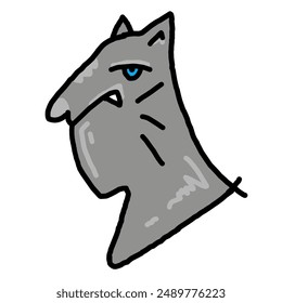 angry gray cat head logo