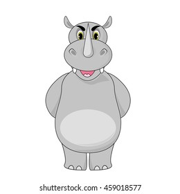 angry gray Rhino isolated on white background in vector.
