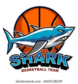 angry great white shark mascot. basketball