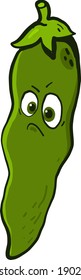 Angry green bean, illustration, vector on a white background.
