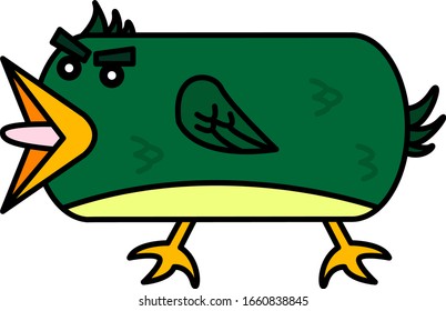 Angry green bird cartoon vector