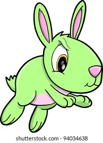 Angry Green Bunny Rabbit Vector Illustration Art