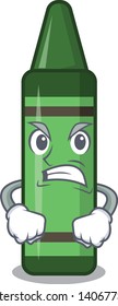 Angry green crayon in the mascot shape