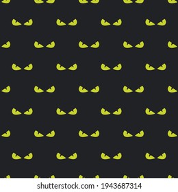 angry Green Eye. Vector Illustration on black background. Seamless pattern.