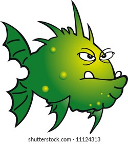 Angry green fish