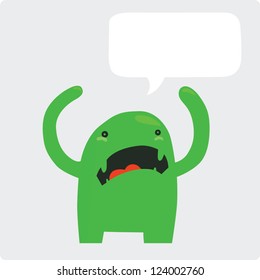 Angry Green Monster with a Speech Bubble