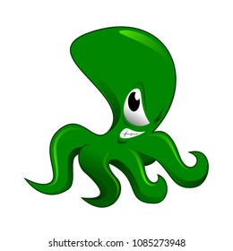 Angry green octopus