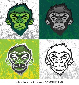 Angry Green Primate Ape Head