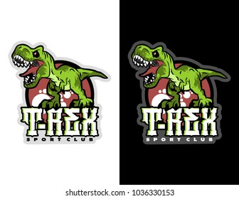 angry green tyrannosaurs rex mascot logo