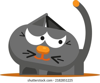 Angry grey cat, illustration, vector on a white background.