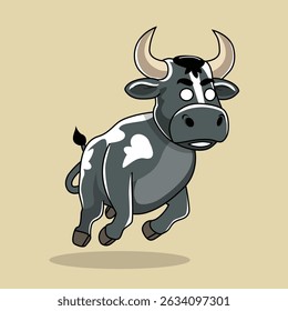 Angry Grey Cow in Eid Al Adha Mubarak