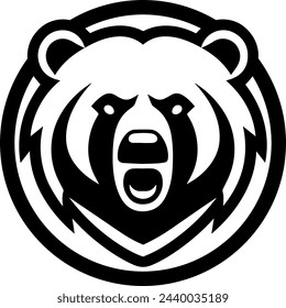 Angry grizzly bear in a circle vector icon