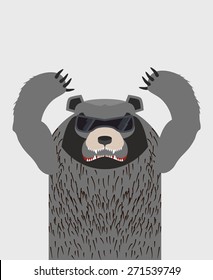 Angry Grizzly Bear With Glasses. Vector Illustration