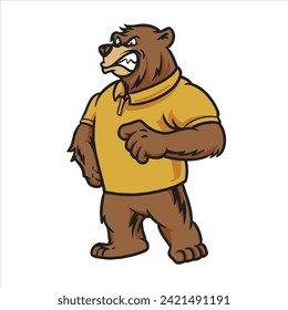 Angry Grizzly Bear Mascot Character Illustration