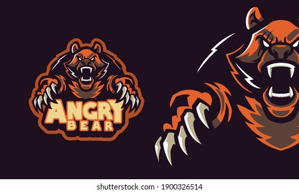 angry grizzly bear sports logo mascot illustration