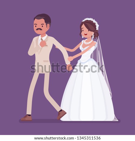 Angry Groom Leaving Bride On Wedding Stock Vector Royalty Free