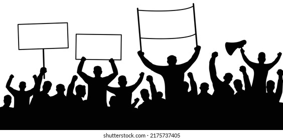 Angry group  of people protest. Cartoon group stickman are protestation, protest, manifestation, protesting, demonstration or activists