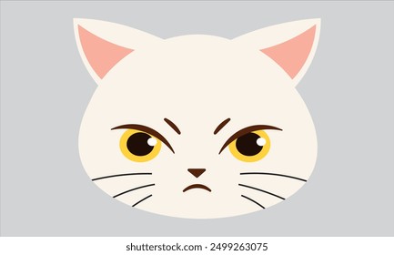 Ilustración vectorial plana gruñona enojada del gato, un gato en la historieta del sentimiento malo wo arte Vector diseño ilustración impresión cartel arte de la pared canvasAngry gato negro aislado en el fondo blanco  