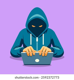 angry hacker working on a laptop cyber security crime vector illustration template design