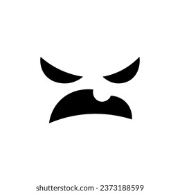 Angry Halloween monster face on white background