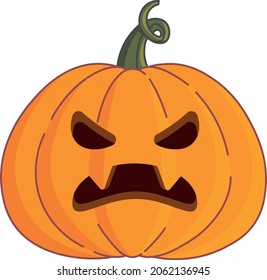 Angry Halloween pumpkin head. Emotions. Flat vector illustration