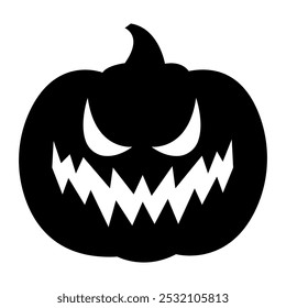 Angry Halloween pumpkin silhouette isolated on white background