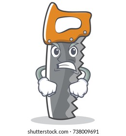Angry hand saw character cartoon