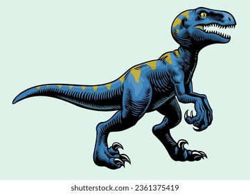 Angry Handdrawn style of raptor Dino