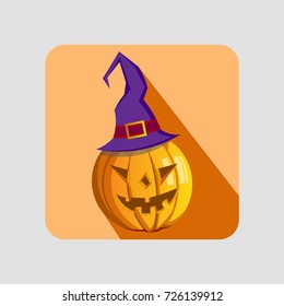 Angry Happy Halloween pumpkin. Vector illustration on a Halloween theme.