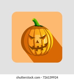Angry Happy Halloween pumpkin. Vector illustration on a Halloween theme.