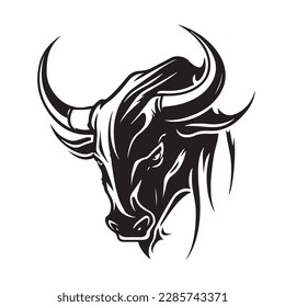 Angry head face mascot of bull buffalo portrait. black white line art vector illustration