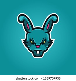 Angry head mascot logo of Rabbit for sports team