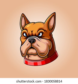 Angry head mascot of pit bull of illustration