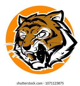 angry head mascot tiger gold version