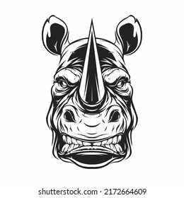 the angry head rhino illustration